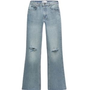 Zara NEW High Waist Wide Leg Blue Denim Jean Size 4 All Cotton Straight